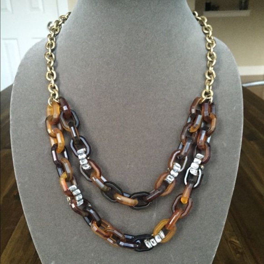 J. Crew Tortoise Shell & Diamond Chain
